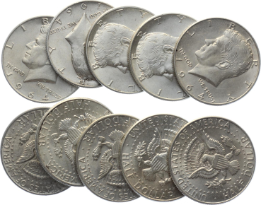 USA 1/2 Dollar 1964 - Kennedy - Lot mit 10 Stück